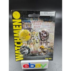 NECA DC Comics Watchmen 4 Piece Pin Set Who Watches The Watchmen Buttons NEW
